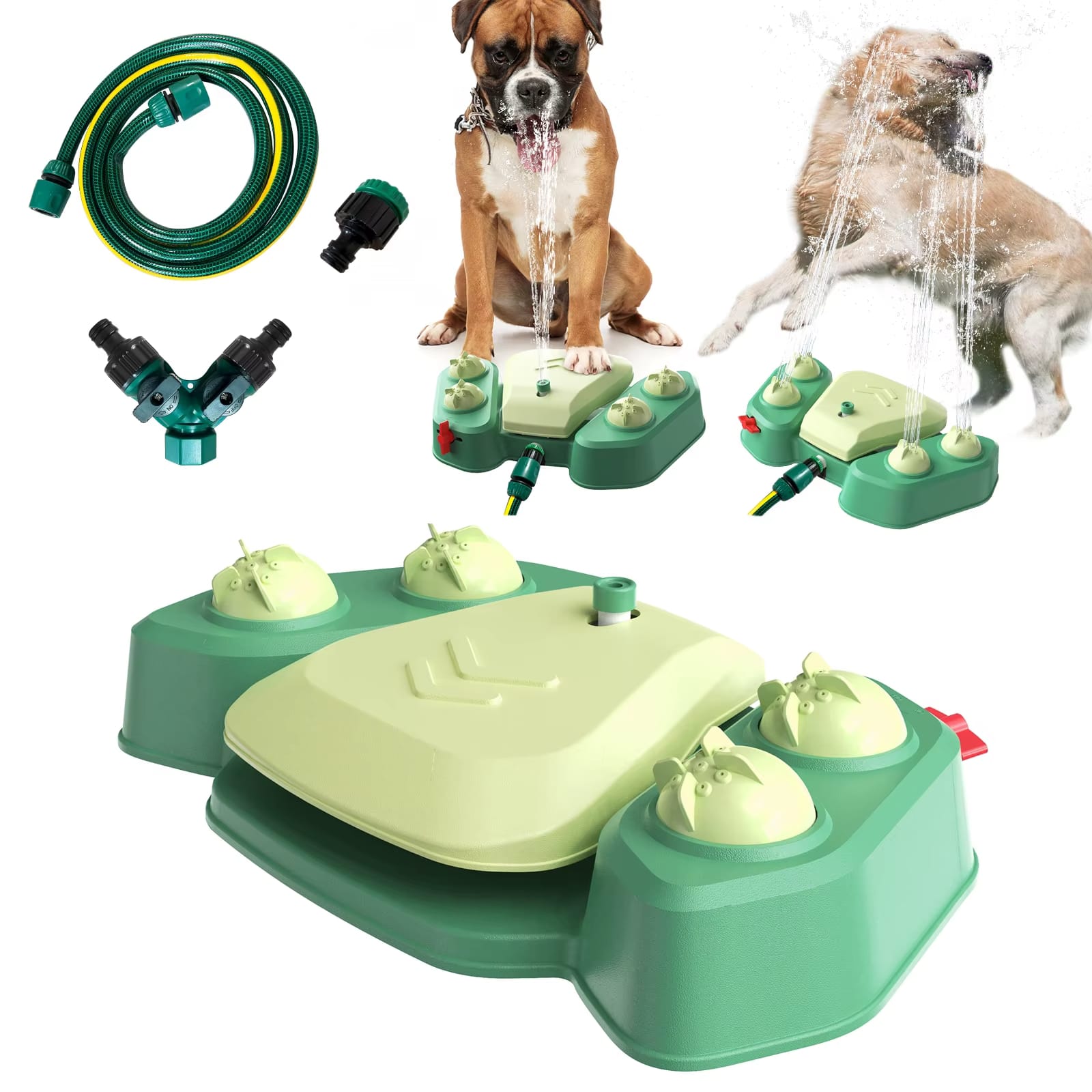 Fuente interactiva rociadora de agua para perros