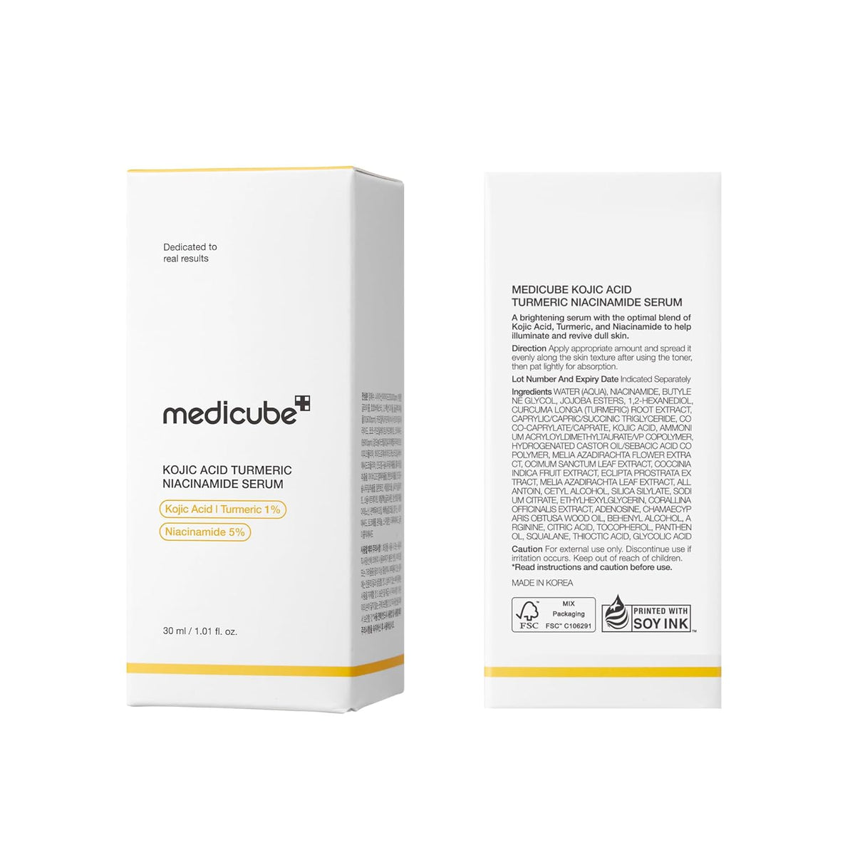 MEDICUBE - SERUM DESPIGMENTANTE TUMERIC CON NIACINAMIDA, ACIDO KOJICO Y VITAMINA E - ORIGINAL