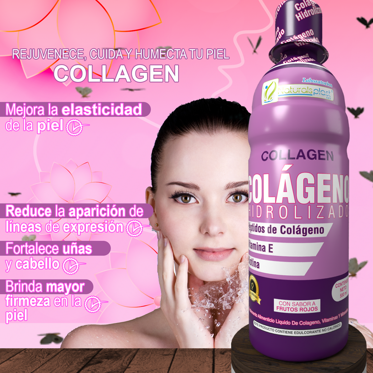 COLÁGENO HIDROLIZADO LIQUIDO - PÉPTIDOS DE COLAGENO HIDROLIZADO, VITAMINA E, C, BIOTINA Y B12