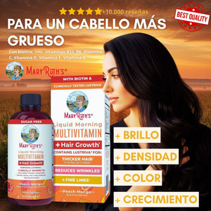 SUPER MULTIVITAMÍNICO DE MARY RUTH EN FORMATO LÍQUIDO - ENGROSADOR Y FORTALECEDOR DE CABELLO, MEJORAMIENTO EN UÑAS Y PIEL. CRECIMIENTO DE CABELLO