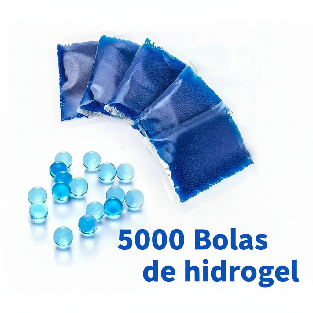 COMBO CARNAVALERO - PISTOLA DE HIDROGEL + 5000 MIL MUNICIÓN DE HIDROGEL + 111PC DE GLOBOS INFLABLES PARA AGUA