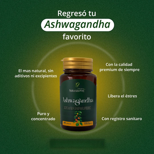 ASHWAGANGHA PURO Y NATURAL ADAPTÓGENO VEGANO - PARA EL ESTRES, FÁTIGA, MAL SUEÑO, HORMONAS ALTERADAS Y ANSIEDAD