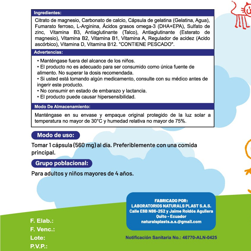 KIDGROW SUPLEMENTO/MULTIVITAMINICO PARA NIÑOS DE 4 A 12 AÑOS - PARA EL CRECIMIENTO ÓSEO Y DESARROLLO FÍSICO EN NIÑOS