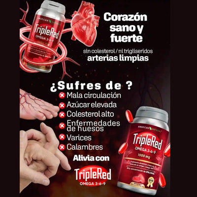 TripleRed con Omega 3-6-9 – Fórmula Completa para Corazón Fuerte, Mente Clara y Articulaciones Sin Dolor