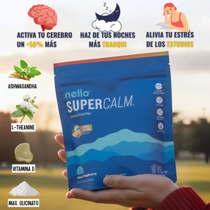 NELLO SUPER CALM CON MAGNESIO GLICINATO, ASHWAGANDHA KSM-66, L-TEANINA Y VITAMINA D. CALMANTE Y RELAJANTE