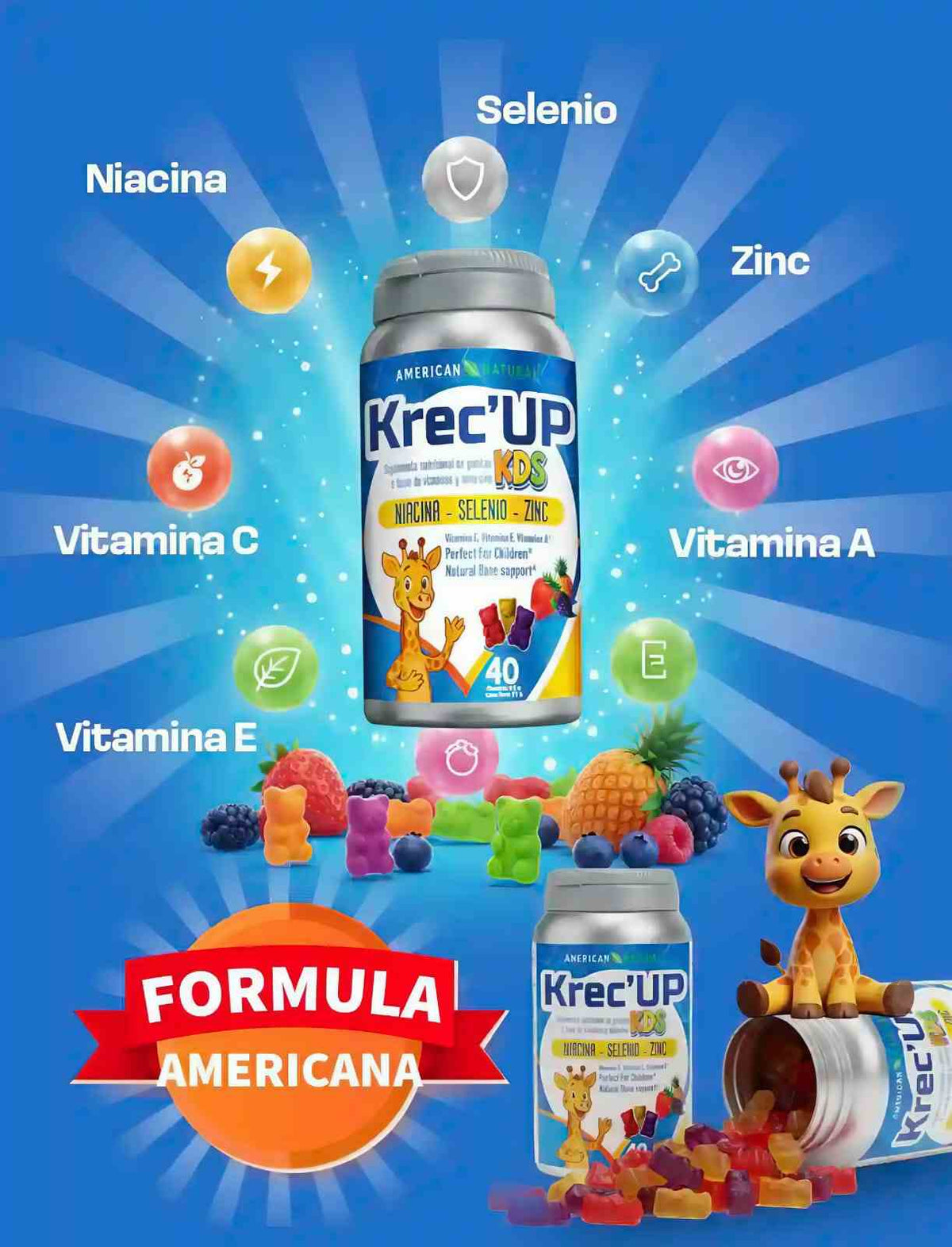 KRECE UP - GOMITAS PARA EL DESARROLLO DE ALTURA PARA NIÑOS de 4 a 9 AÑOS 📏 MÁS CRECIMIENTO Y ALTURA