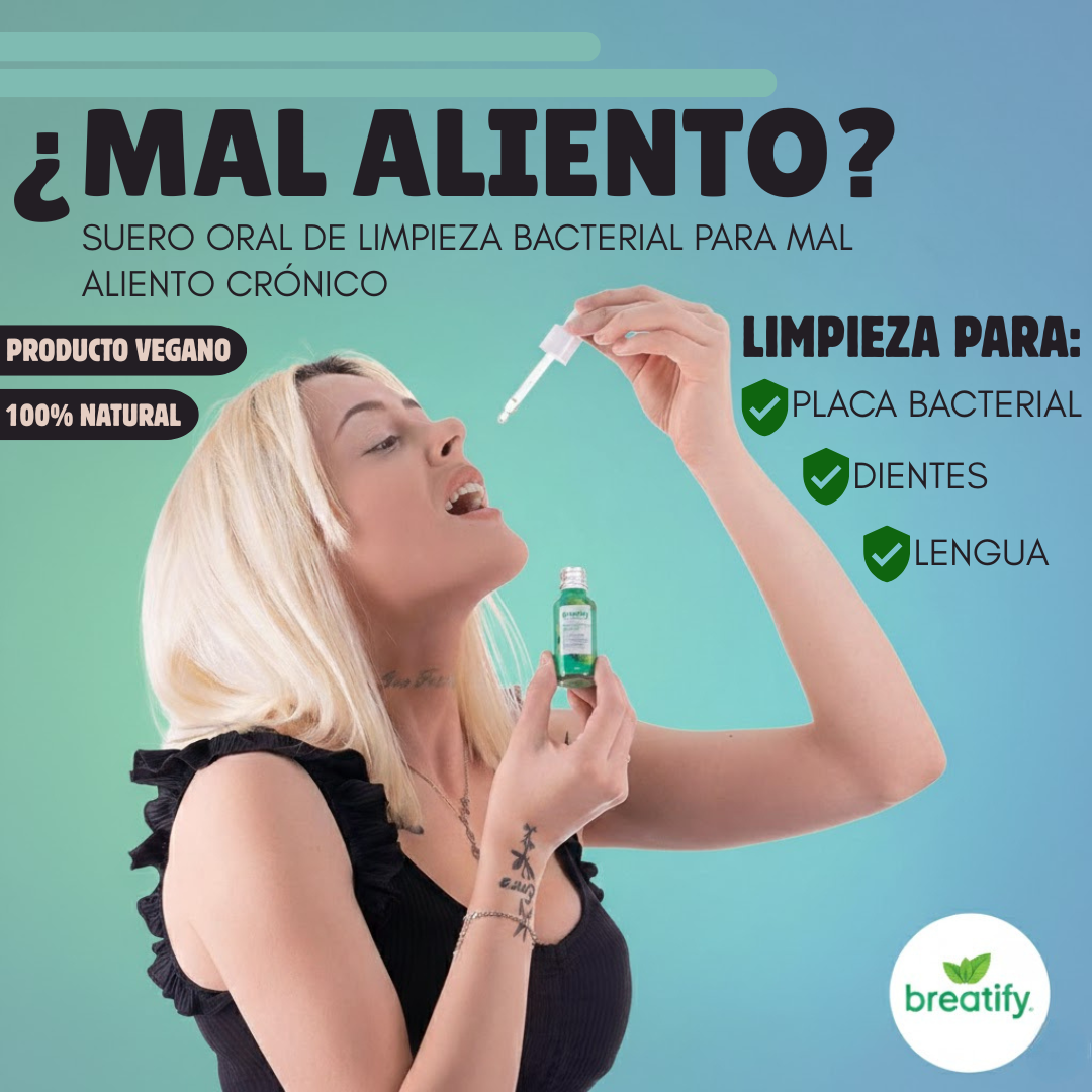 BREATIFY – ELIMINADOR DE MAL ALIENTO CRÓNICO – LIMPIEZA ANTIBACTERIAL PARA LENGUA Y DIENTES – SOPORTE PRODENTAL