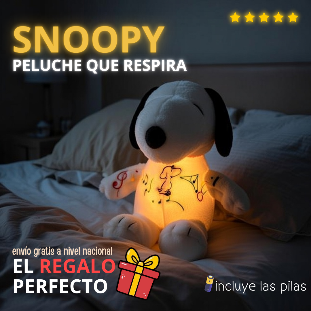SNOOPY QUE RESPIRA CON LUCES - VARIOS MODOS Y AFELPADO DE 30CM DE ALTURA