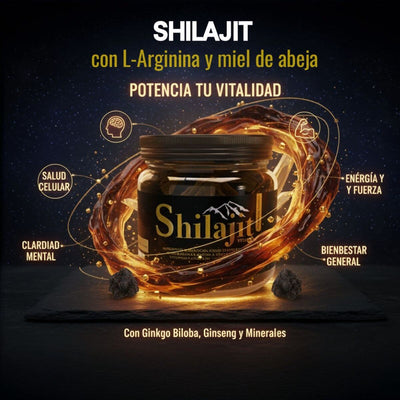 Shilajit en resina con L-Arginina, miel de abeja, vitaminas del complejo B y testosterona natural