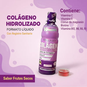 COLÁGENO HIDROLIZADO LIQUIDO - PÉPTIDOS DE COLAGENO HIDROLIZADO, VITAMINA E, C, BIOTINA Y B12